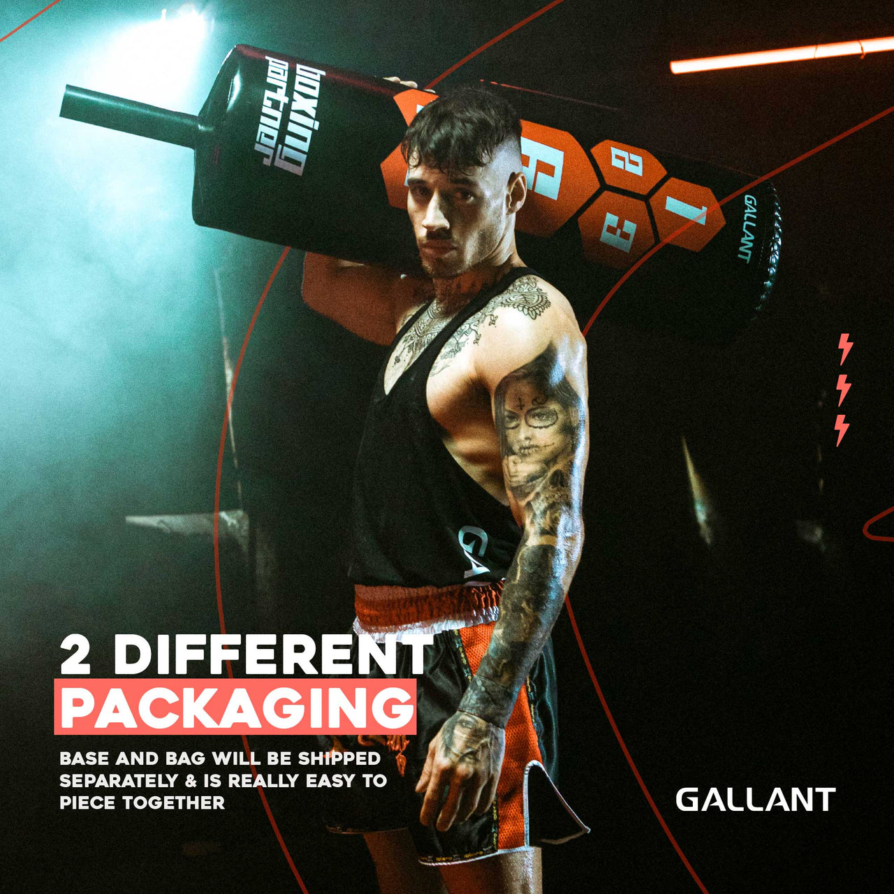 Gallant 5.5ft Free Standing Boxing Punch Bag with Target - Black 2 Different Packaging.