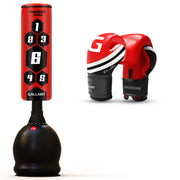Free standing boxing punch bag heavy punching best stand up alone floor duty elite powercore self speed.(RED GLOVES & RED PUNCH BAG)
