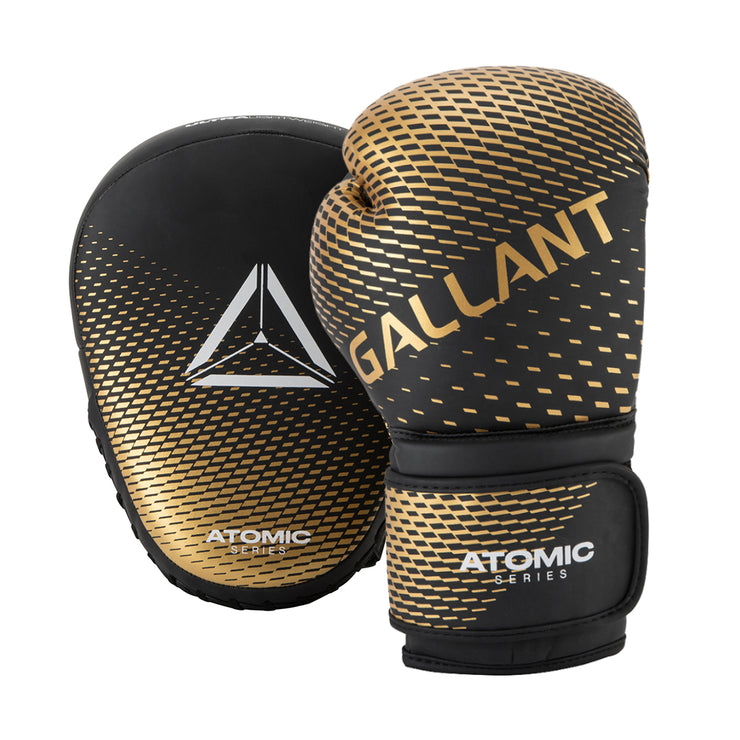 Atomic Series Boxing Gloves and Focus Mitts Combo Gold Gallant Sport