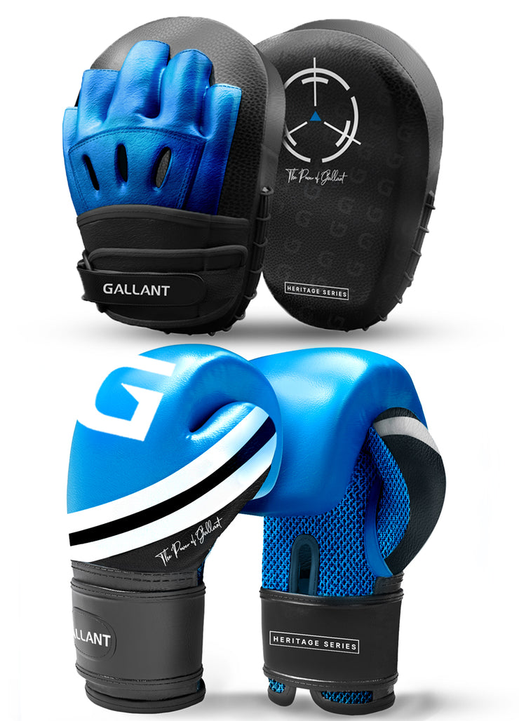 Heritage series boxing gloves and combo mitt pads set Blue argos with padding knuckle for mitts everlast punching. 