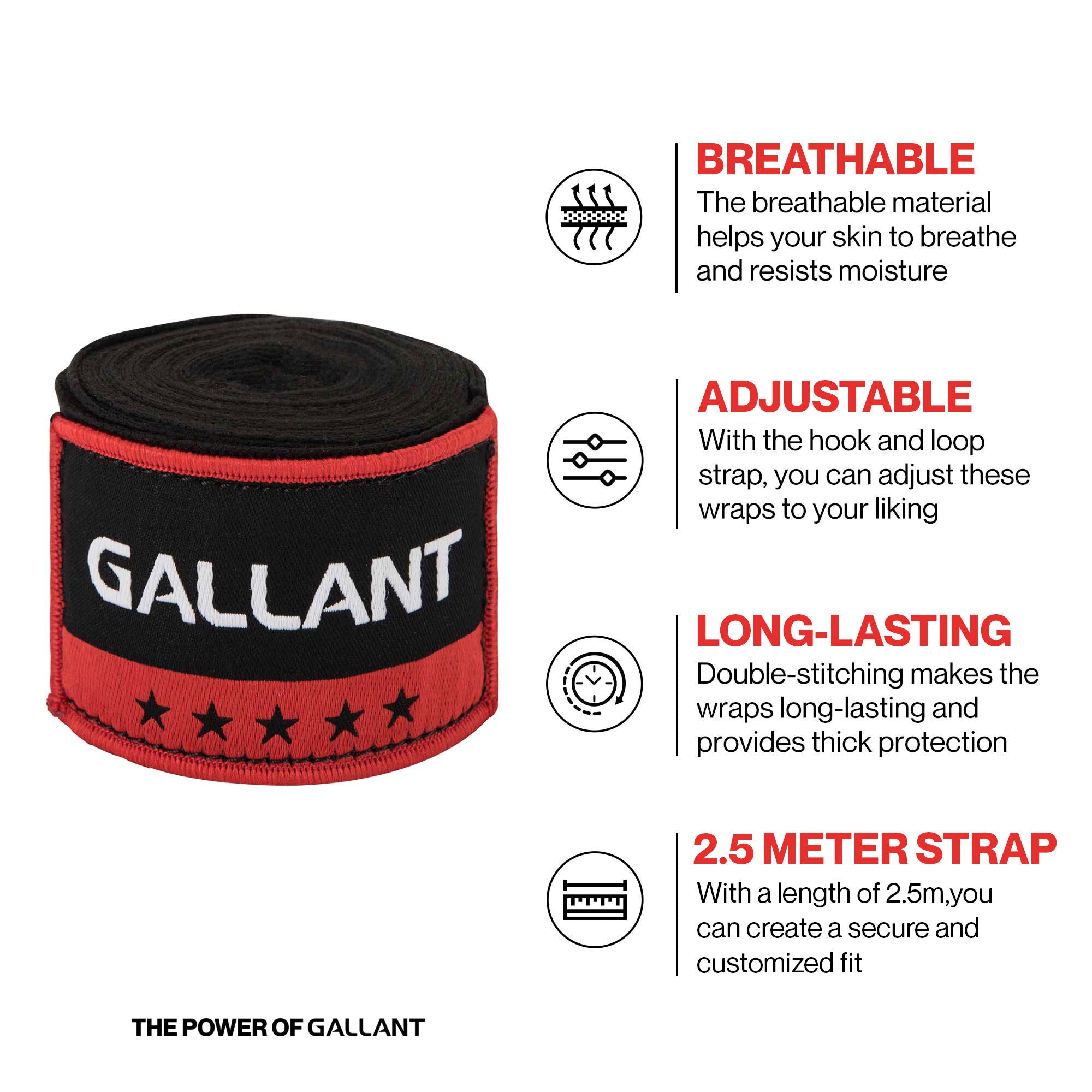Gallant heritage boxing hand wraps red wrist muay thai best gloves tape for hans gel gym .