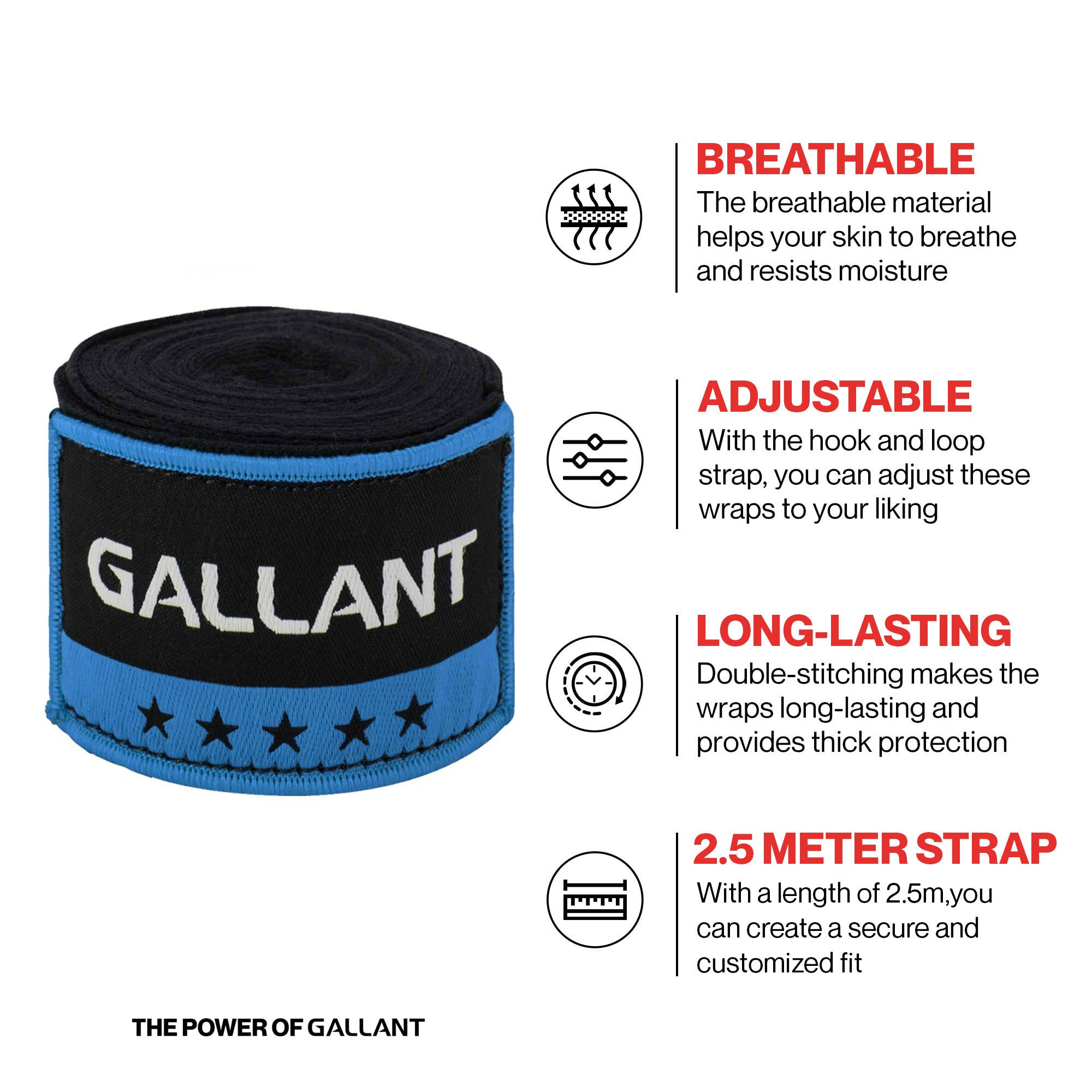 Gallant heritage boxing hand wraps blue wrist muay thai best gloves tape for hans gel gym .