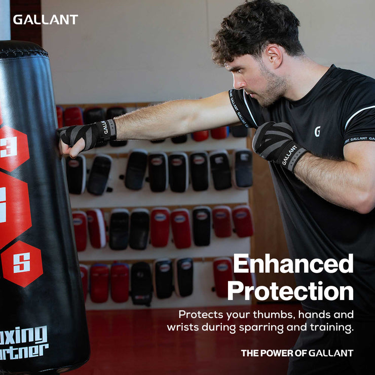 Boy show the gallant heritage boxing hand wraps protection.  