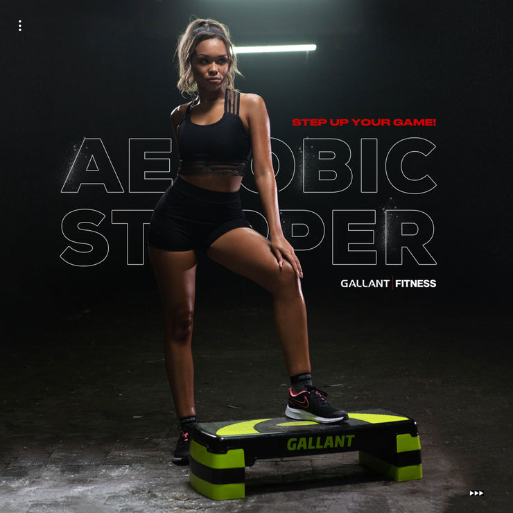 Girl show the Aerobic stepper game