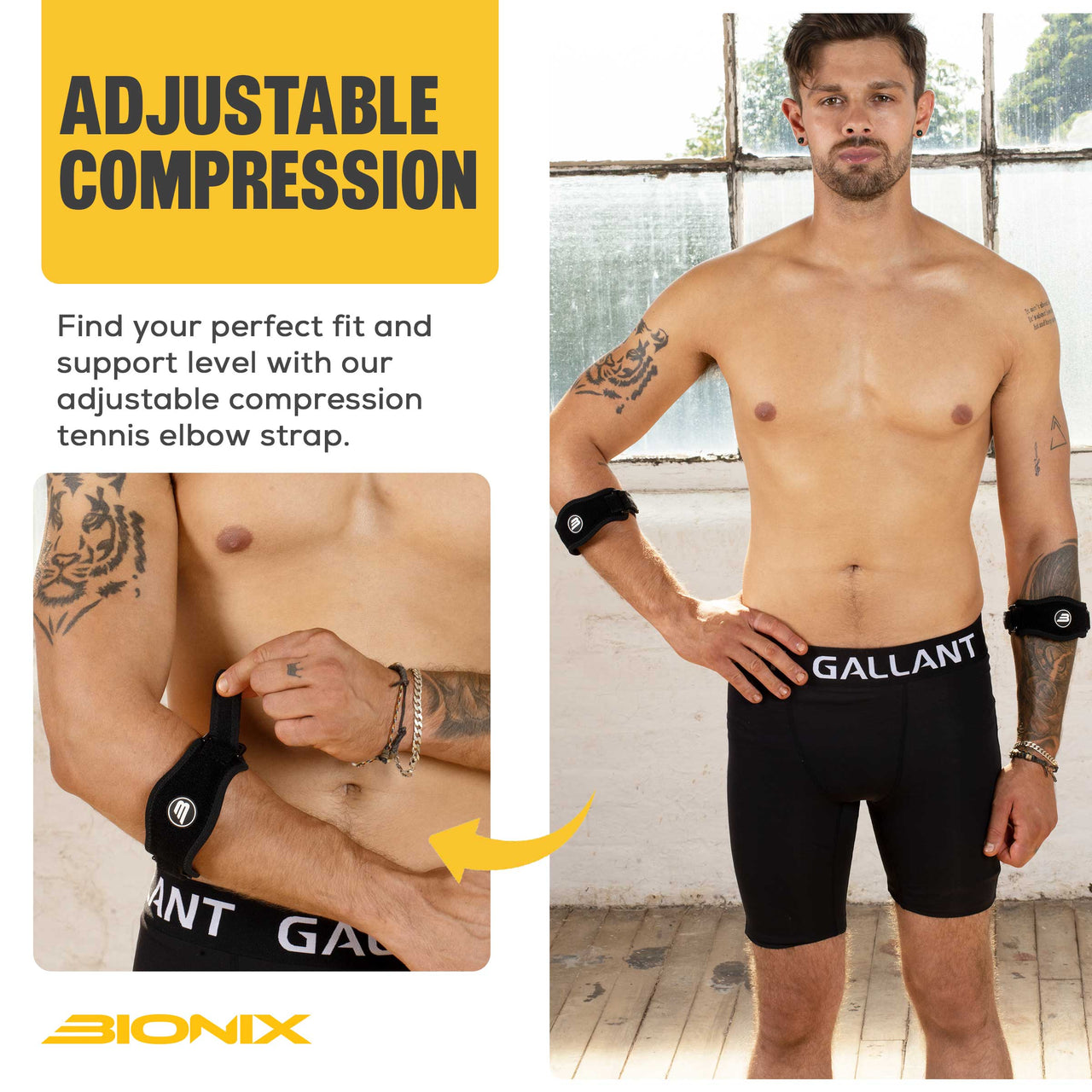 TENNIS ELBOW STRAP-Adjustable Compression Details.