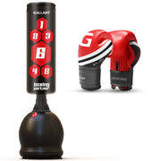 Free standing boxing punch bag heavy punching best stand up alone floor duty elite powercore self speed.(RED GLOVES & BLACK PUNCH BAG)