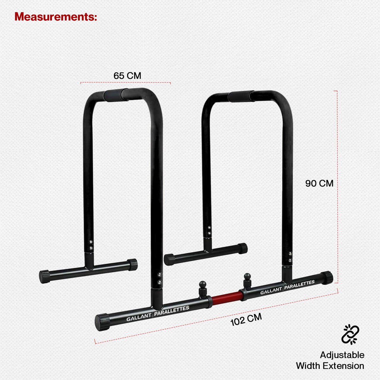 Gallant Parallette Dip Bars Measurements.