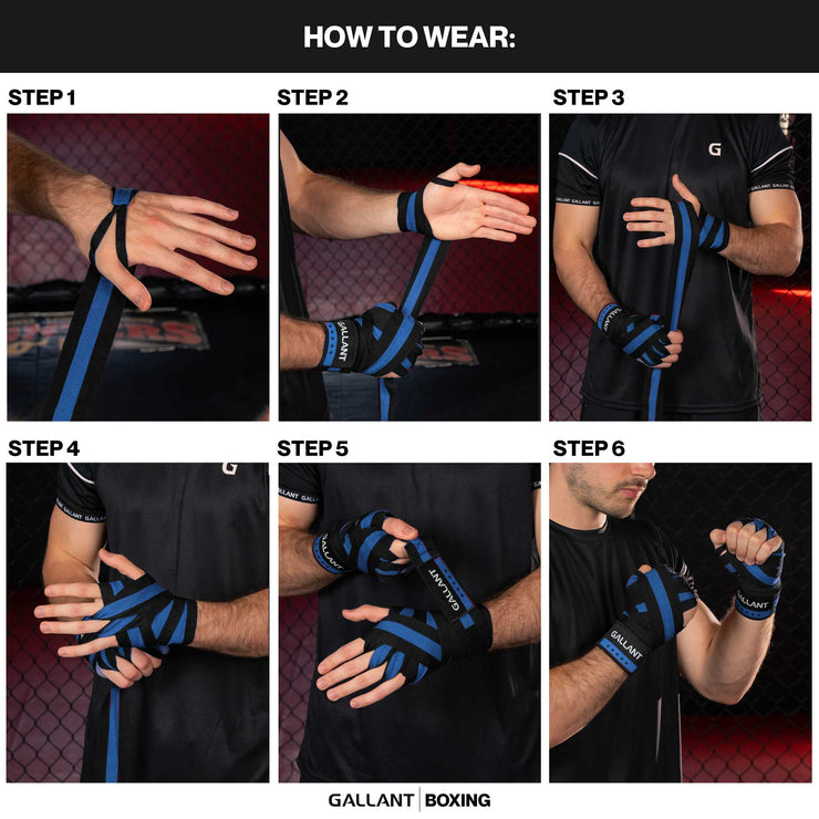 Boy show the how to wear the gallant heritage boxing hand wraps .