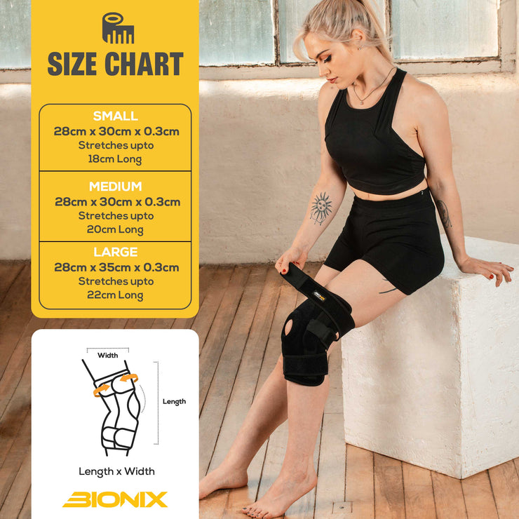 Knee Support Brace Adjustable Strap Arthritis Pain,Size chart detsila.