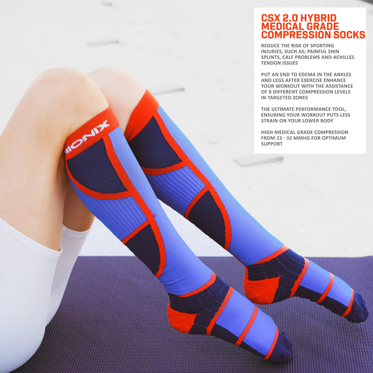 CSX 2.0 Hybrid Lapis Blue - Running Compression Socks Details.