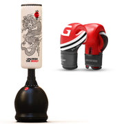 Free standing boxing punch bag heavy punching best stand up alone floor duty elite powercore self speed.(RED GLOVES & WHITE  PUNCH BAG)