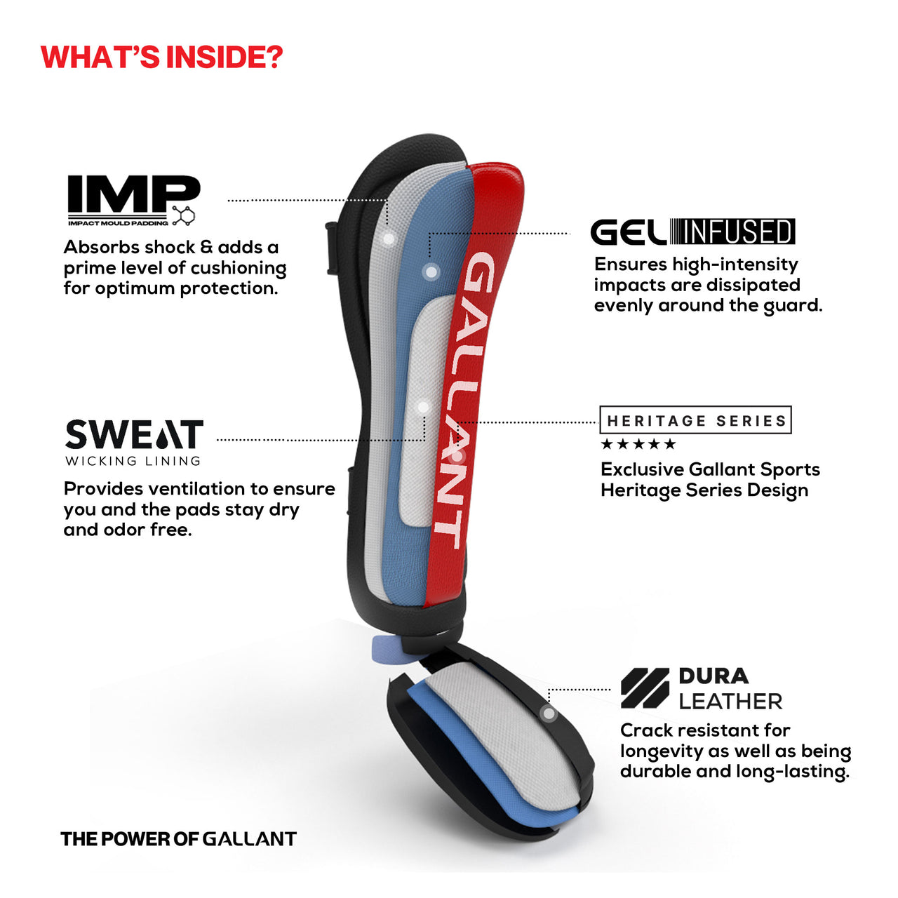 Gallant Heritage Muay Thai Shin Guards Product Inside Details.