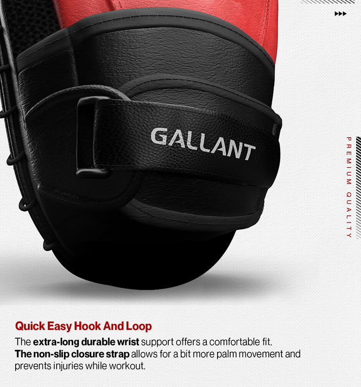 Gallant boxing pads gloves show the quick easy hook and loop.