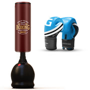 Free standing boxing punch bag heavy punching best stand up alone floor duty elite powercore self speed.(BLUE GLOVES & BROWN PUNCH BAG)