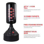 Max Strike 360 Mini Kids free standing punching bag boxing freestanding punch product feature details.