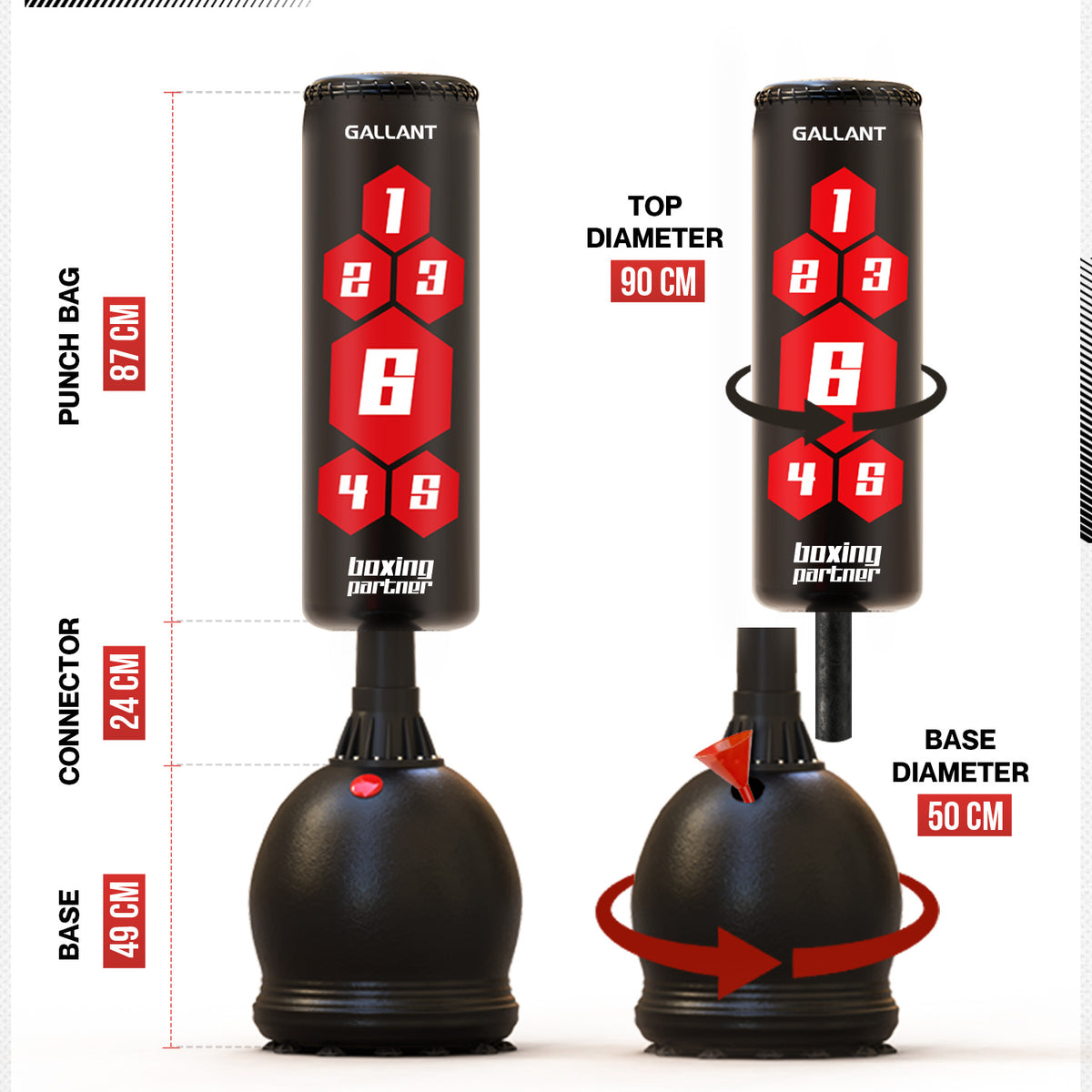 Free Standing Boxing Punch Bag With Gloves Set Sparring Training